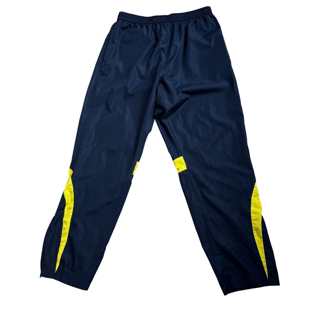 BCG Men's Large Navy Blue Yellow Colorblock Windbreaker Track Pants Ankle Zip